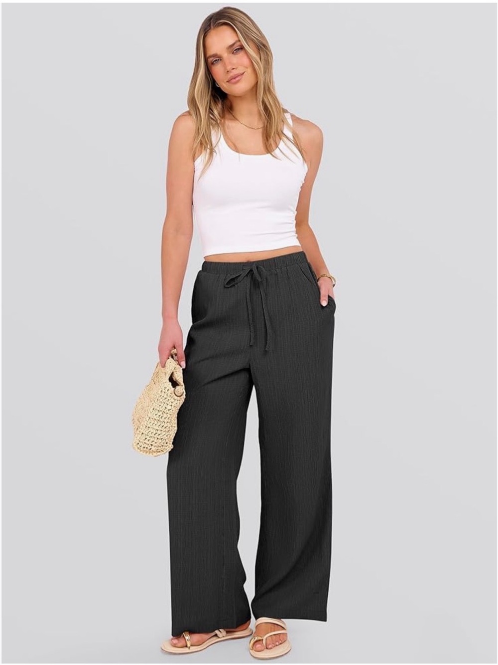 ANRABESS Wide Leg Lounge Pants with Pockets